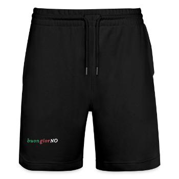 BuongiorNO! - Stanley/Stella Unisex Bio Joggingshorts Trainer  - Schwarz - Vorne - Nik (191cm) & Marisol (170cm)