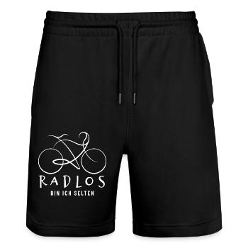 Radlos bin ich selten - Fahrrad Spruch - Stanley/Stella Unisex Bio Joggingshorts Trainer  - Schwarz - Vorne - Nik (191cm) & Marisol (170cm)