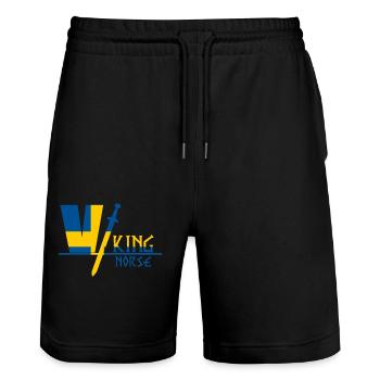 Wikinger Schweden - Stanley/Stella Unisex Bio Joggingshorts Trainer  - Schwarz - Vorne - Nik (191cm) & Marisol (170cm)