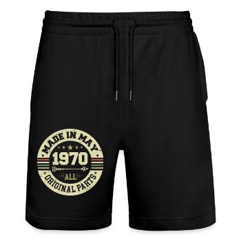 Mai 1970 Jahrestag Mai 1970 Geburtstag May 1970 - Stanley/Stella Unisex Bio Joggingshorts Trainer  - Schwarz - Vorne - Nik (191cm) & Marisol (170cm)