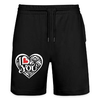 I love You - Valentine' Day - Liebe - Geschenk - Stanley/Stella Unisex Bio Joggingshorts Trainer  - Schwarz - Vorne - Nik (191cm) & Marisol (170cm)