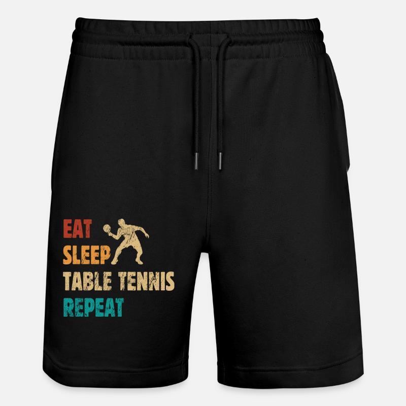 Eat - Sleep - Table Tennis - Repeat - Stanley/Stella Trainer Unisex Organic Jogging Shorts - black