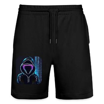 Coole Anonymous Figur - Stanley/Stella Unisex Bio Joggingshorts Trainer  - Schwarz - Vorne - Nik (191cm) & Marisol (170cm)