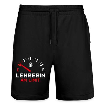 LEHRERIN AM LIMIT - Stanley/Stella Unisex Bio Joggingshorts Trainer  - Schwarz - Vorne - Nik (191cm) & Marisol (170cm)