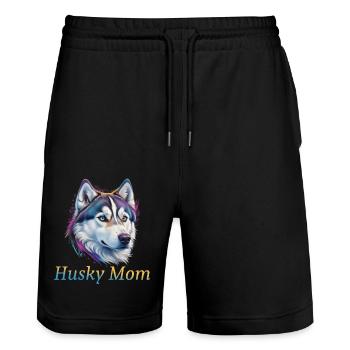 Maman Husky - Short de jogging bio TRAINER Stanley/Stella unisexe - noir - Devant - Nik (191cm) & Marisol (170cm)