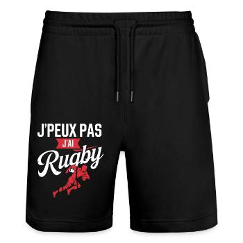 I can't, I have rugby - Stanley/Stella Trainer Unisex Organic Jogging Shorts - black - Front - Nik (191cm) & Marisol (170cm)