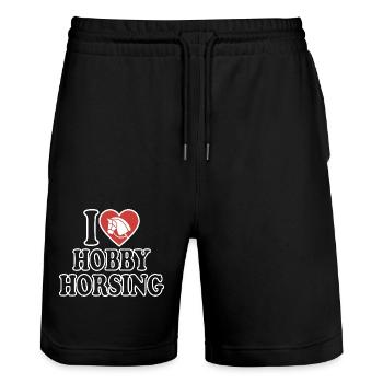 J’aime Hobby Horsing - Coeur - Hobby - Short de jogging bio TRAINER Stanley/Stella unisexe - noir - Devant - Nik (191cm) & Marisol (170cm)