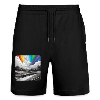 Arc-en-ciel dans la nature et la nature sauvage - Short de jogging bio TRAINER Stanley/Stella unisexe - noir - Devant - Nik (191cm) & Marisol (170cm)