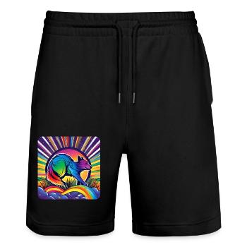 Spirit Animal Fuchs in bunten Farben - Stanley/Stella Unisex Bio Joggingshorts Trainer  - Schwarz - Vorne - Nik (191cm) & Marisol (170cm)