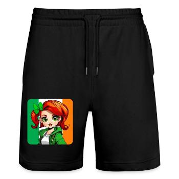 Niedliches irisches rothaariges Mädchen - Stanley/Stella Unisex Bio Joggingshorts Trainer  - Schwarz - Vorne - Nik (191cm) & Marisol (170cm)