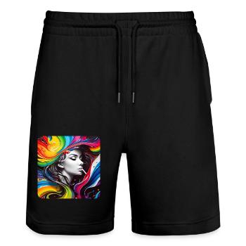 Cool Graffiti Woman - Stanley/Stella Trainer Unisex Organic Jogging Shorts - black - Front - Nik (191cm) & Marisol (170cm)