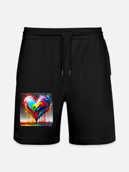 Heart in graffiti style - Stanley/Stella Trainer Unisex Organic Jogging Shorts - black