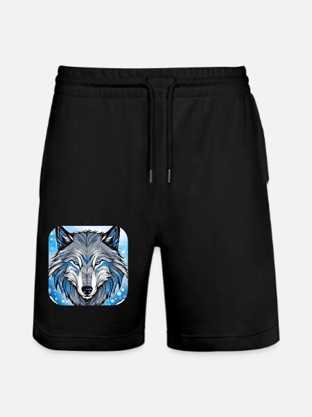 Spirit Animal Wolf - Stanley/Stella Trainer Unisex Organic Jogging Shorts - black