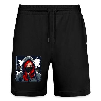 Cool Rudegirl - Short de jogging bio TRAINER Stanley/Stella unisexe - noir - Devant - Nik (191cm) & Marisol (170cm)