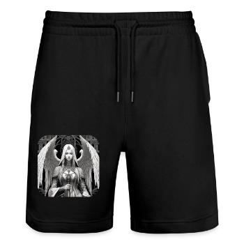 Ange solitaire - Short de jogging bio TRAINER Stanley/Stella unisexe - noir - Devant - Nik (191cm) & Marisol (170cm)