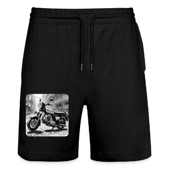Cooles Moped - Stanley/Stella Unisex Bio Joggingshorts Trainer  - Schwarz - Vorne - Nik (191cm) & Marisol (170cm)
