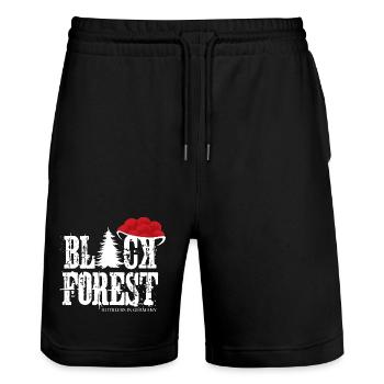 Black Forest Grunge Natur Bollehut - Stanley/Stella Unisex Bio Joggingshorts Trainer  - Schwarz - Vorne - Nik (191cm) & Marisol (170cm)