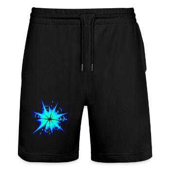 explosion étoile flamme splash couleur taches coloré - Short de jogging bio TRAINER Stanley/Stella unisexe - noir - Devant - Nik (191cm) & Marisol (170cm)
