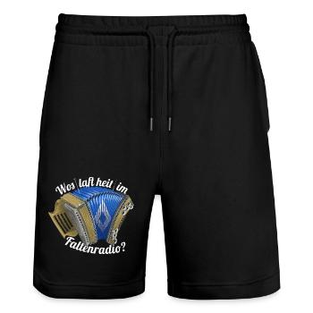 Wos laft heit im Faltenradio | ZiachON! - Stanley/Stella Unisex Bio Joggingshorts Trainer  - Schwarz - Vorne - Nik (191cm) & Marisol (170cm)
