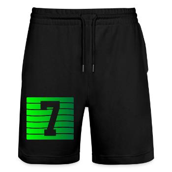 Green Stripe-7 Contrast Design - Stanley/Stella Trainer Unisex Organic Jogging Shorts - black - Front - Nik (191cm) & Marisol (170cm)