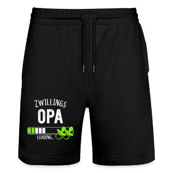Zwillingsopa Loading Opa Großvater Zwillinge - Stanley/Stella Unisex Bio Joggingshorts Trainer  - Schwarz - Vorne - Nik (191cm) & Marisol (170cm)