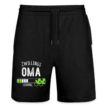 Zwillingsoma Loading Oma Großmutter Zwillinge - Stanley/Stella Unisex Bio Joggingshorts Trainer  - Schwarz - Vorne - Nik (191cm) & Marisol (170cm)