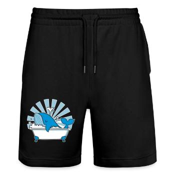 Baleine dans la baignoire – Funny Ocean Design - Short de jogging bio TRAINER Stanley/Stella unisexe - noir - Devant - Nik (191cm) & Marisol (170cm)
