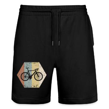 bicycle - Stanley/Stella Trainer Unisex Organic Jogging Shorts - black - Front - Nik (191cm) & Marisol (170cm)