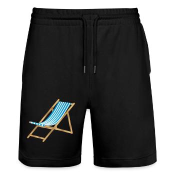 blue white striped maritime deckchair - Stanley/Stella Trainer Unisex Organic Jogging Shorts - black - Front - Nik (191cm) & Marisol (170cm)