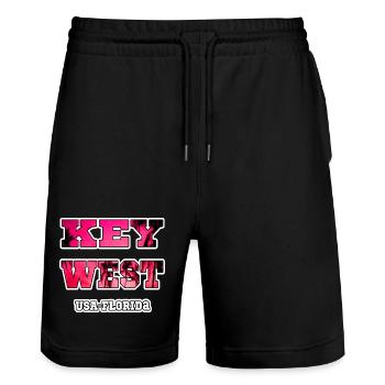 Rappel souvenir des palmiers de Key West en Floride - Short de jogging bio TRAINER Stanley/Stella unisexe - noir - Devant - Nik (191cm) & Marisol (170cm)