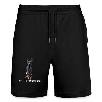 German Shepherd Dog Motif Dog Lovers - Stanley/Stella Trainer Unisex Organic Jogging Shorts - black - Front - Nik (191cm) & Marisol (170cm)