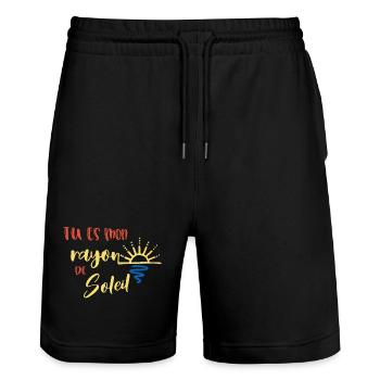 tu es mon rayon de soleil - Short de jogging bio TRAINER Stanley/Stella unisexe - noir - Devant - Nik (191cm) & Marisol (170cm)