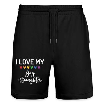 Ich liebe meine schwule Tochter - Stanley/Stella Unisex Bio Joggingshorts Trainer  - Schwarz - Vorne - Nik (191cm) & Marisol (170cm)