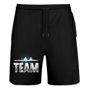 Rudern Ruderer Ruderboot Team - Stanley/Stella Unisex Bio Joggingshorts Trainer  - Schwarz - Vorne - Nik (191cm) & Marisol (170cm)
