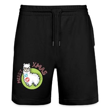 merry christmas alpaka Symbol Natur Tiere xmas - Stanley/Stella Unisex Bio Joggingshorts Trainer  - Schwarz - Vorne - Nik (191cm) & Marisol (170cm)