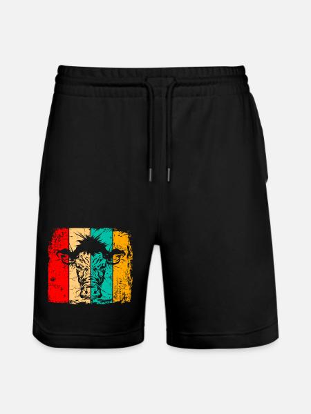 Cow retro - Stanley/Stella Trainer Unisex Organic Jogging Shorts - black