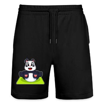Panda Yoga Fitness Gymnastics - Stanley/Stella Trainer Unisex Organic Jogging Shorts - black - Front - Nik (191cm) & Marisol (170cm)