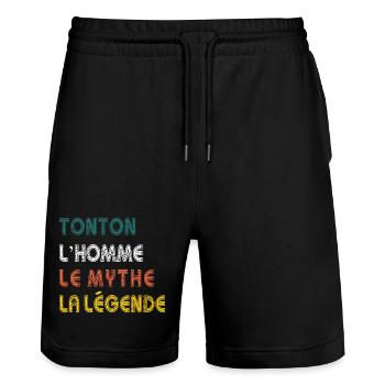 tonton l'homme Le Mythe La Légende Vintage retro - Short de jogging bio TRAINER Stanley/Stella unisexe - noir - Devant - Nik (191cm) & Marisol (170cm)