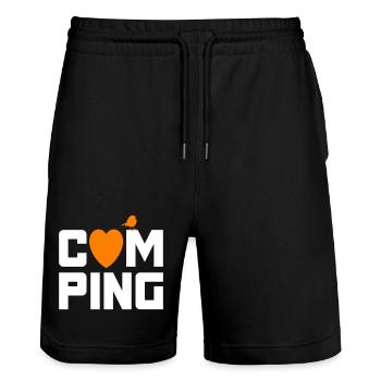 Camping Spatz Herz Camper coole Quotes Fan Urlaub - Stanley/Stella Unisex Bio Joggingshorts Trainer  - Schwarz - Vorne - Nik (191cm) & Marisol (170cm)