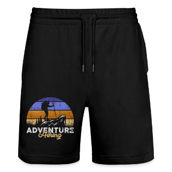 Abenteuer-Wander-Silhouette - Stanley/Stella Unisex Bio Joggingshorts Trainer  - Schwarz - Vorne - Nik (191cm) & Marisol (170cm)