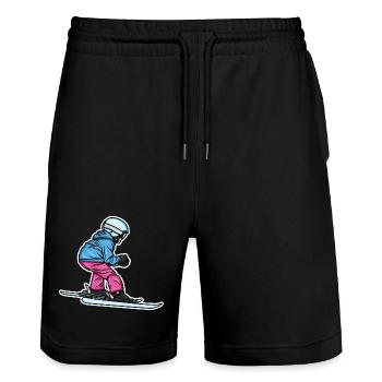 Little skier - Stanley/Stella Trainer Unisex Organic Jogging Shorts - black - Front - Nik (191cm) & Marisol (170cm)
