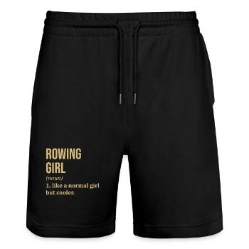 Rudermädchen Lustiges Zitat - Stanley/Stella Unisex Bio Joggingshorts Trainer  - Schwarz - Vorne - Nik (191cm) & Marisol (170cm)