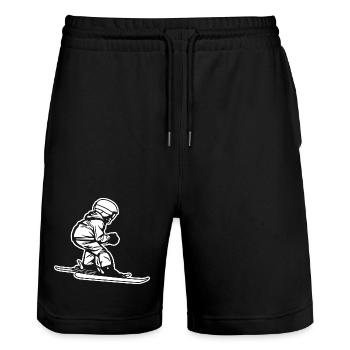 Lustiger kleiner Skifahrer - Stanley/Stella Unisex Bio Joggingshorts Trainer  - Schwarz - Vorne - Nik (191cm) & Marisol (170cm)