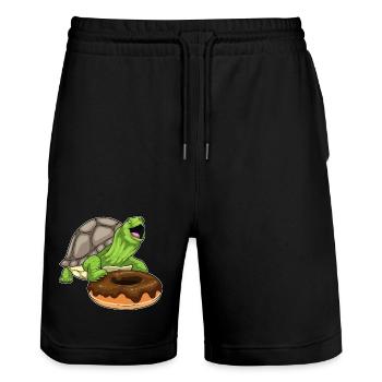 Beignet Tortue - Short de jogging bio TRAINER Stanley/Stella unisexe - noir - Devant - Nik (191cm) & Marisol (170cm)