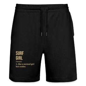 Surf Surf Surf - Stanley/Stella Trainer Unisex Organic Jogging Shorts - black - Front - Nik (191cm) & Marisol (170cm)
