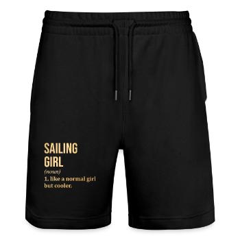 Segeln, Segeln, Segeln - Stanley/Stella Unisex Bio Joggingshorts Trainer  - Schwarz - Vorne - Nik (191cm) & Marisol (170cm)