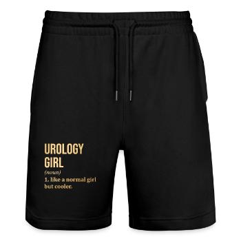 Urology Urology Urology - Stanley/Stella Trainer Unisex Organic Jogging Shorts - black - Front - Nik (191cm) & Marisol (170cm)