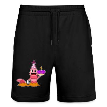 Gâteau d’anniversaire Worm - Short de jogging bio TRAINER Stanley/Stella unisexe - noir - Devant - Nik (191cm) & Marisol (170cm)