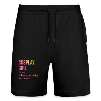 Cosplay - Stanley/Stella Trainer Unisex Organic Jogging Shorts - black - Front - Nik (191cm) & Marisol (170cm)