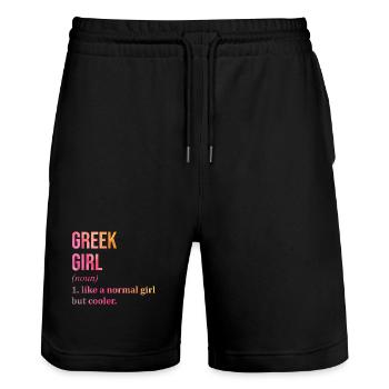Grèce - Short de jogging bio TRAINER Stanley/Stella unisexe - noir - Devant - Nik (191cm) & Marisol (170cm)